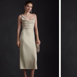 NWT August Satin Charmeuse Midi Dress | Elegant Women's Evening Wear